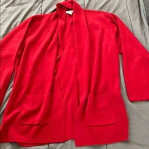 Red cardigan with pockets